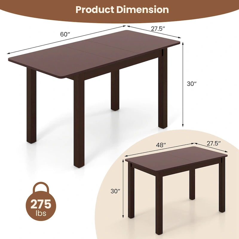 Extendable Folding Dining Table with Cherry Finish