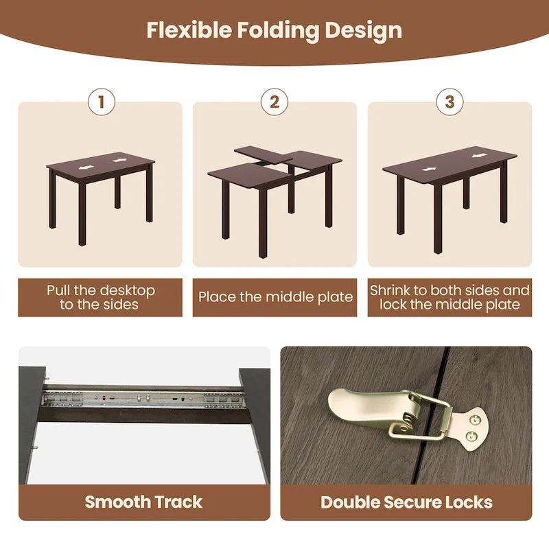 Extendable Folding Dining Table with Cherry Finish