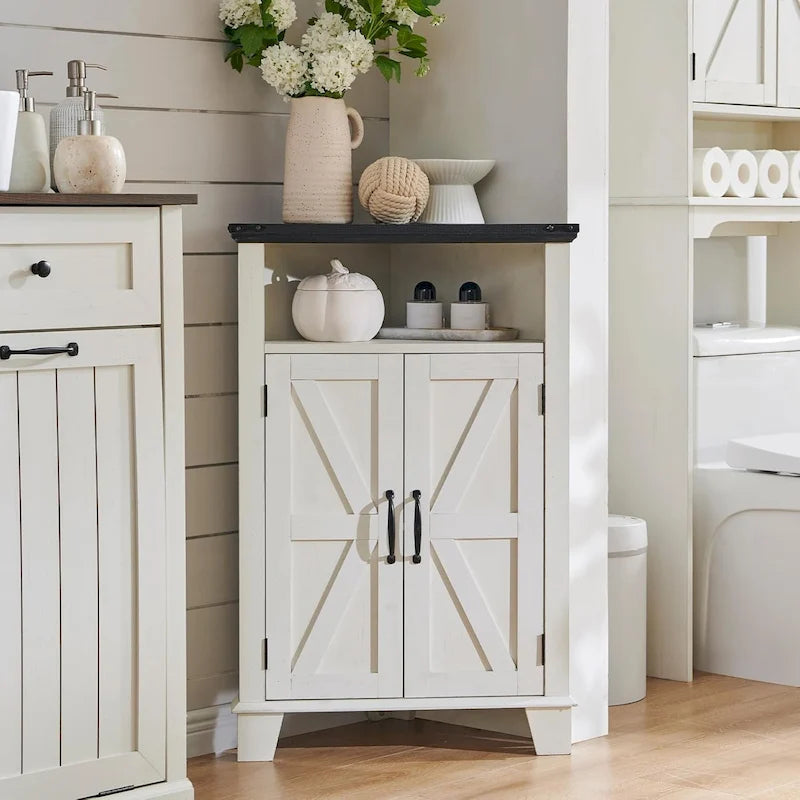 Farmhouse Corner Bathroom Storage Cabinet