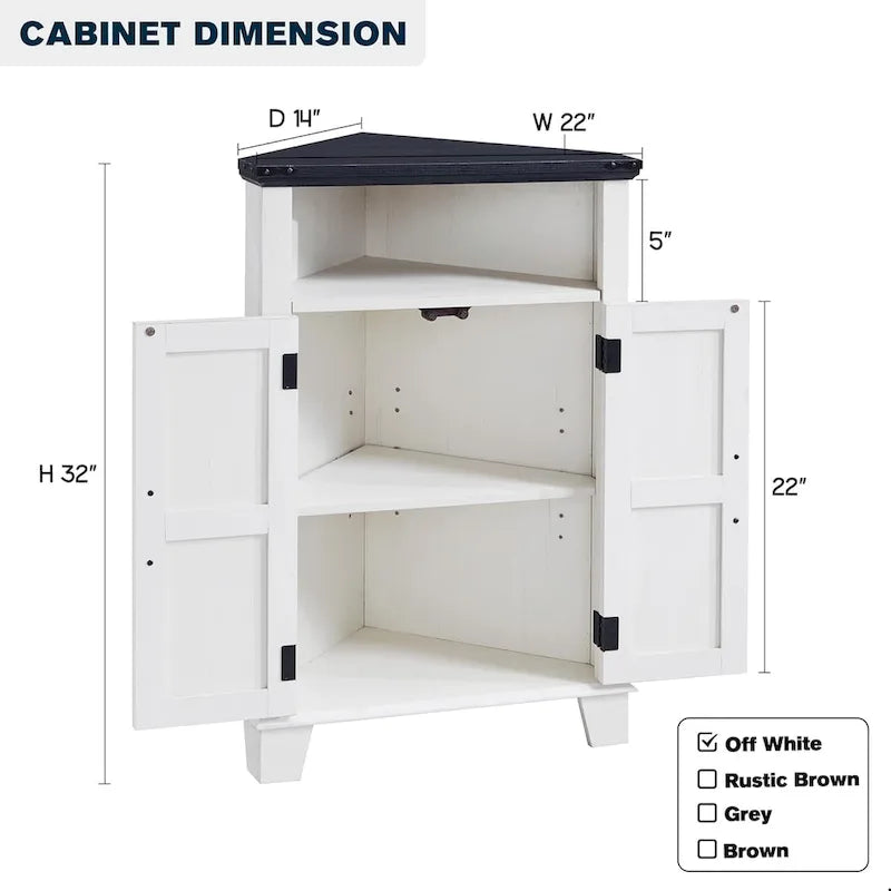 Farmhouse Corner Bathroom Storage Cabinet