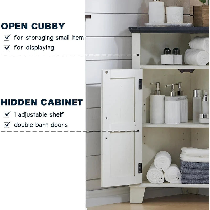 Farmhouse Corner Bathroom Storage Cabinet