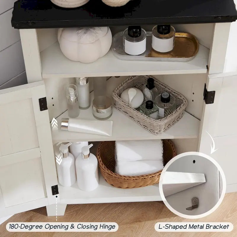 Farmhouse Corner Bathroom Storage Cabinet