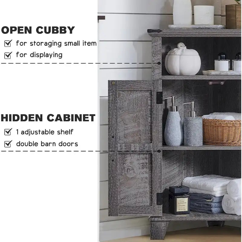 Farmhouse Corner Bathroom Storage Cabinet