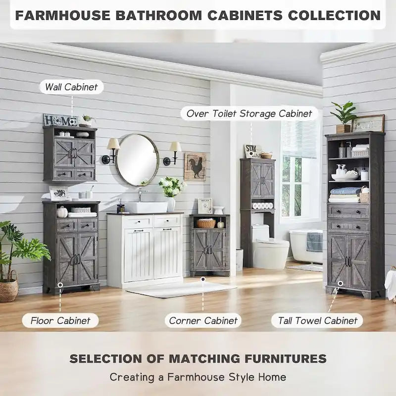 Farmhouse Corner Bathroom Storage Cabinet