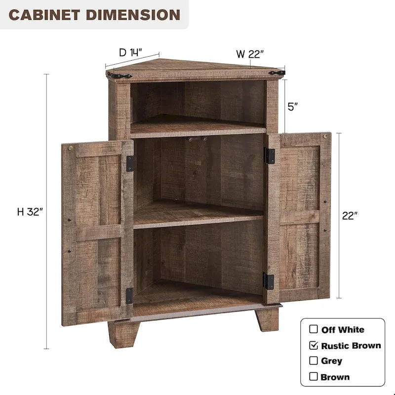 Farmhouse Corner Bathroom Storage Cabinet