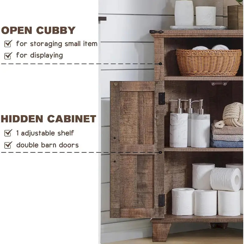 Farmhouse Corner Bathroom Storage Cabinet