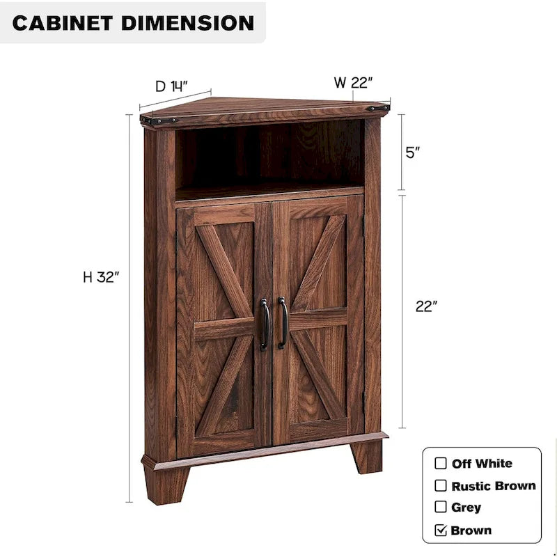 Farmhouse Corner Bathroom Storage Cabinet
