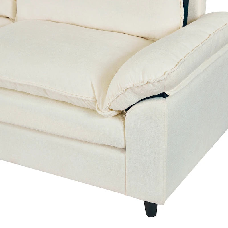Linen 2-Seat Sofa with Hidden Storage and Soft Armrests