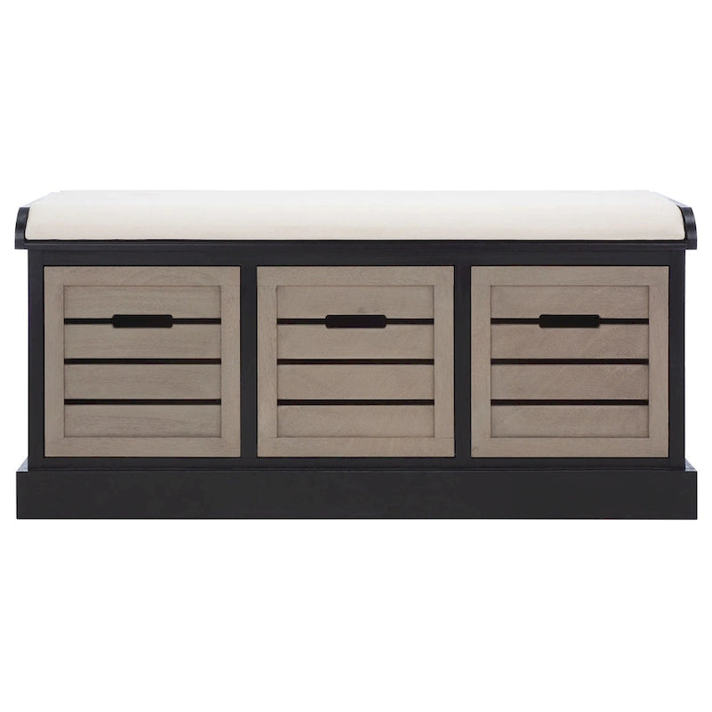 Farmhouse Cushioned Storage Bench with 3 Drawers