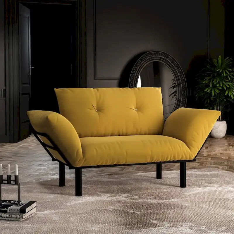 Extra-Wide Modern Loveseat with Metal Legs