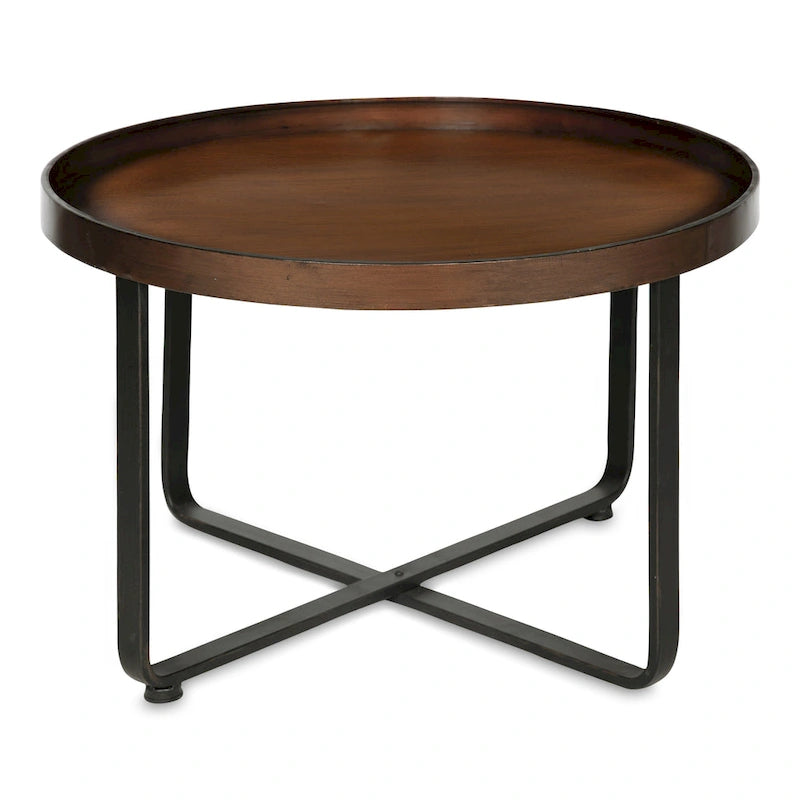 28-Inch Round Coffee Table with Cross Base