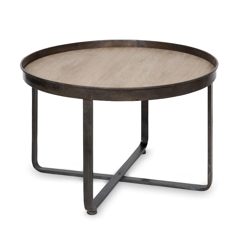 28-Inch Round Coffee Table with Cross Base