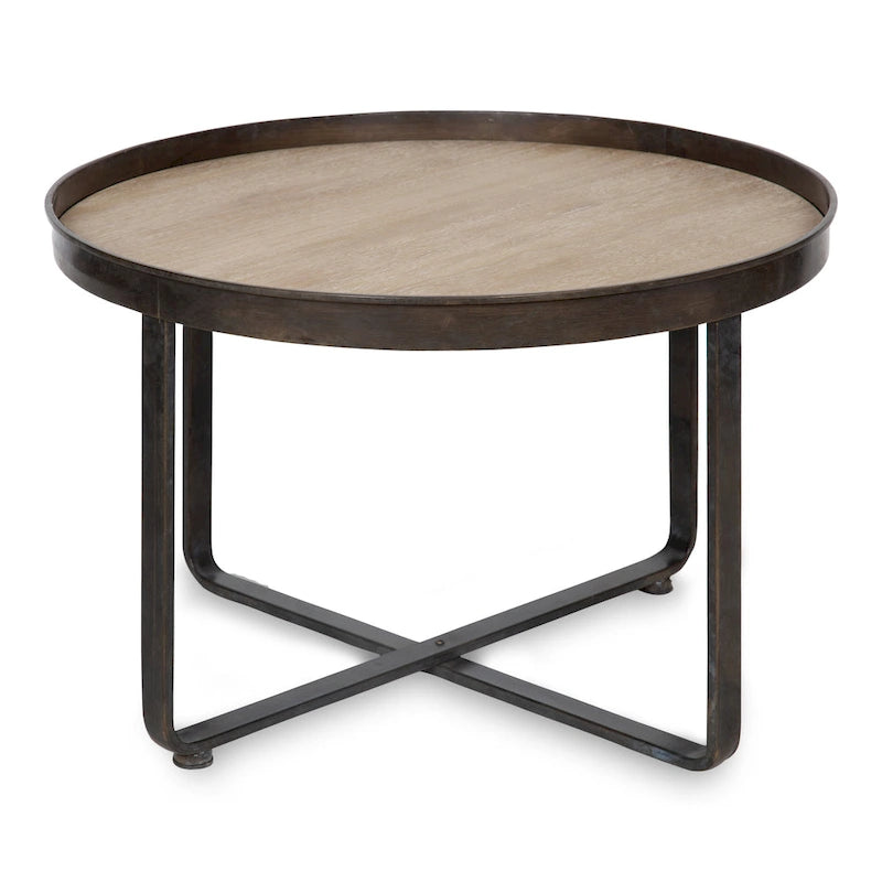 28-Inch Round Coffee Table with Cross Base