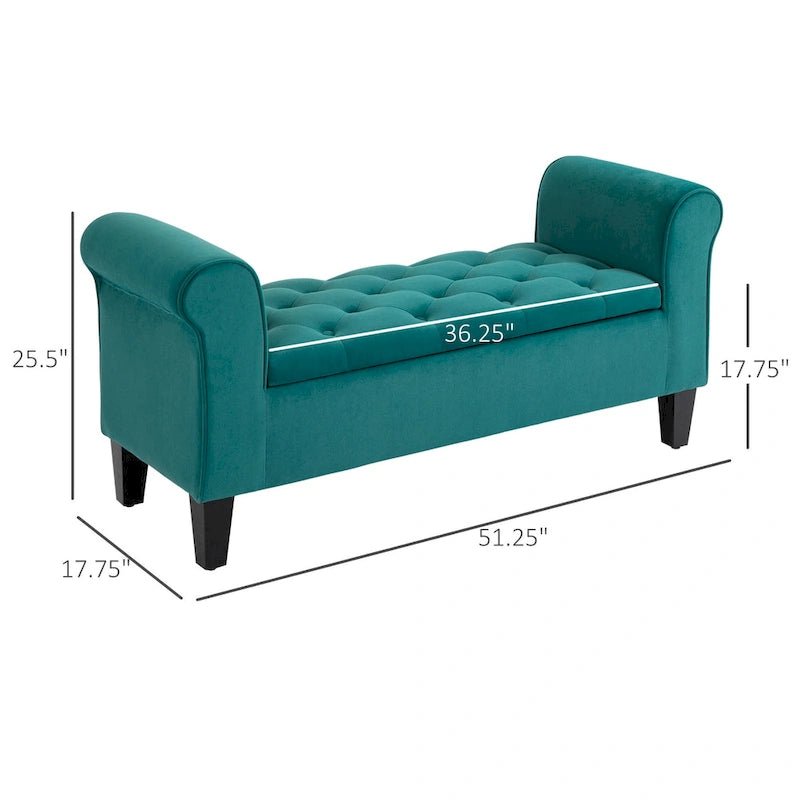 Button-Tufted Velvet-Touch Storage Ottoman Bench