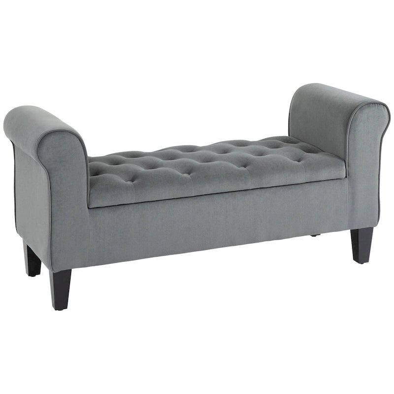 Button-Tufted Velvet-Touch Storage Ottoman Bench