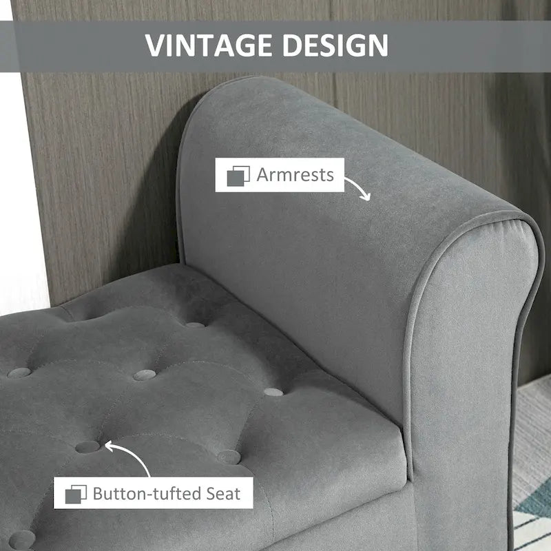 Button-Tufted Velvet-Touch Storage Ottoman Bench