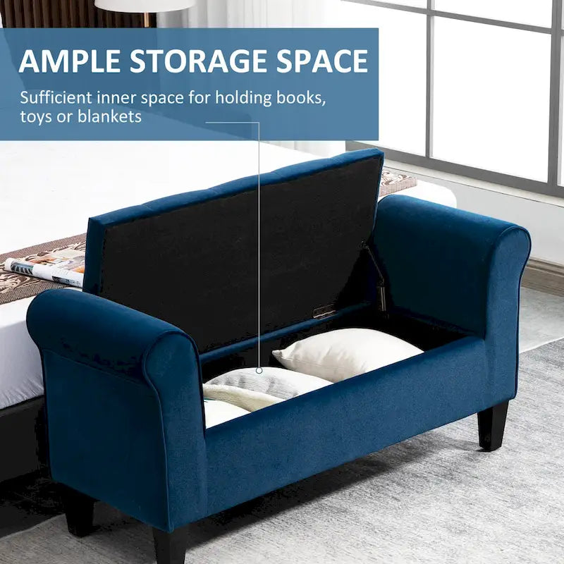 Button-Tufted Velvet-Touch Storage Ottoman Bench