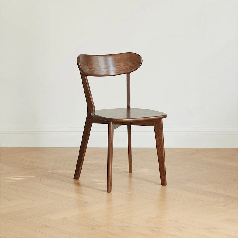 Solid Oak Dining Chair with Curved Backrest
