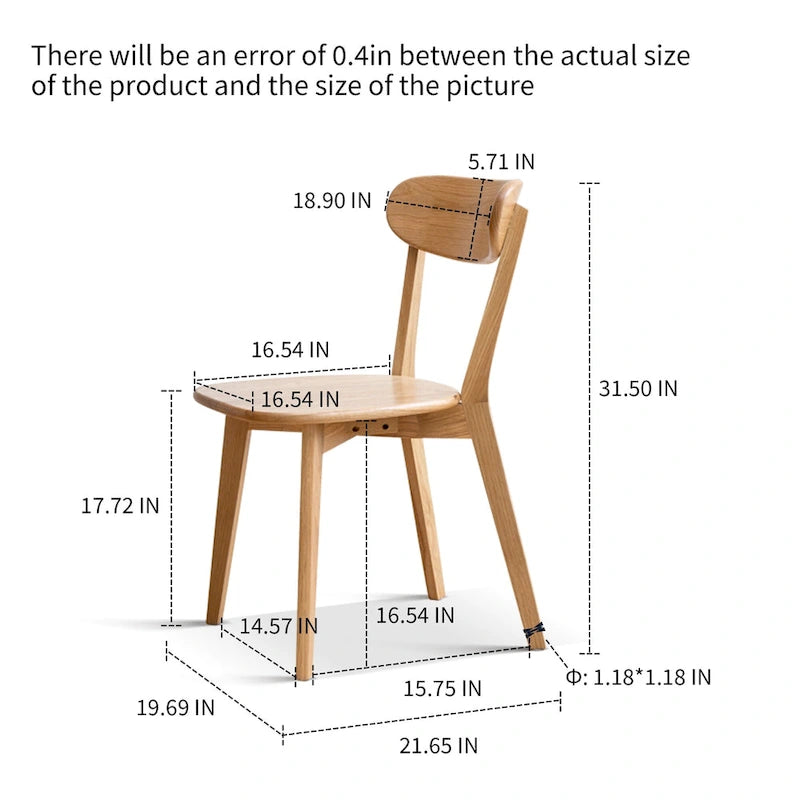 Solid Oak Dining Chair with Curved Backrest
