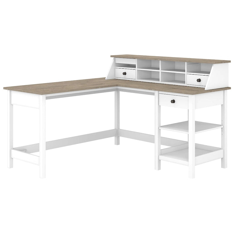 60-Inch L-Shaped Computer Desk with Storage and Organizer