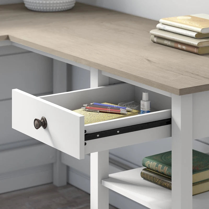 60-Inch L-Shaped Computer Desk with Storage and Organizer