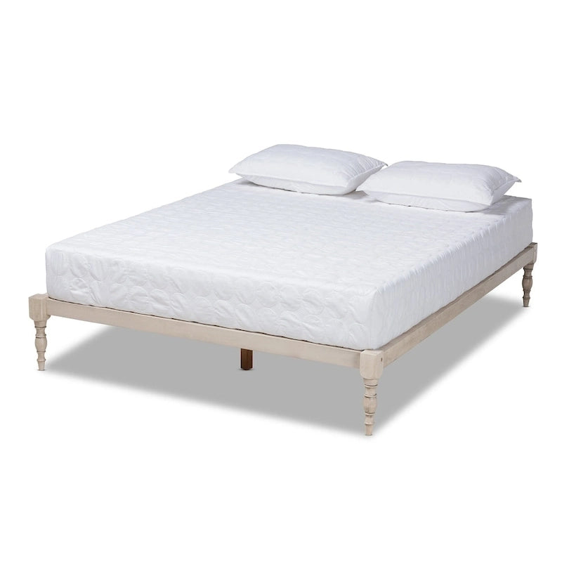 Contemporary Platform Bed Frame with Turned Legs