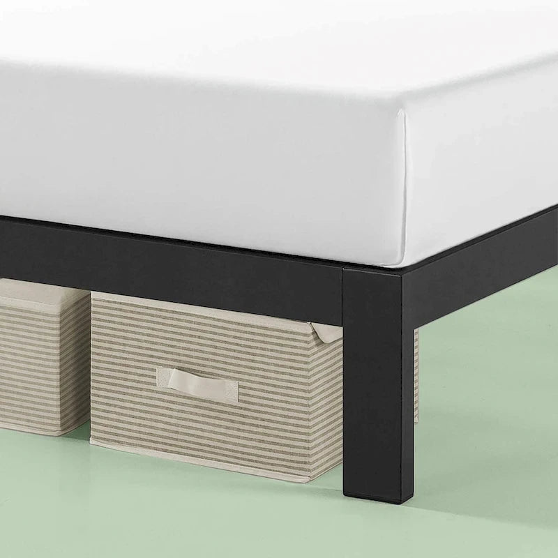 Black Metal King Platform Bed with Headboard