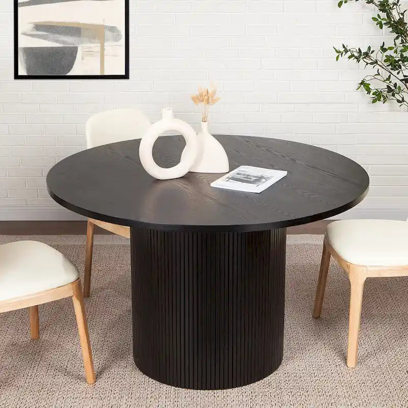 Round Fluted Solid Wood Dining Table
