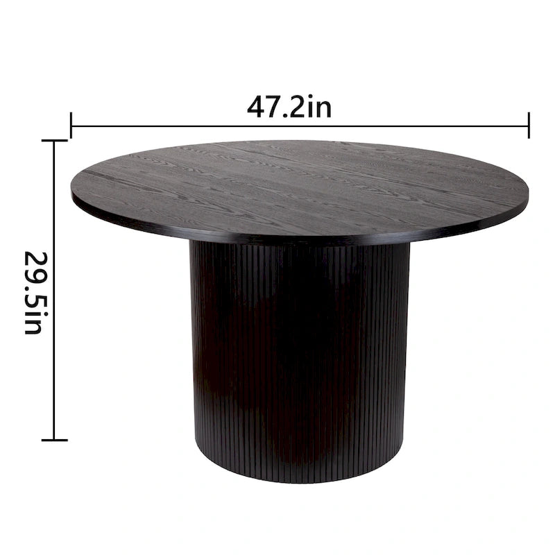 Round Fluted Solid Wood Dining Table