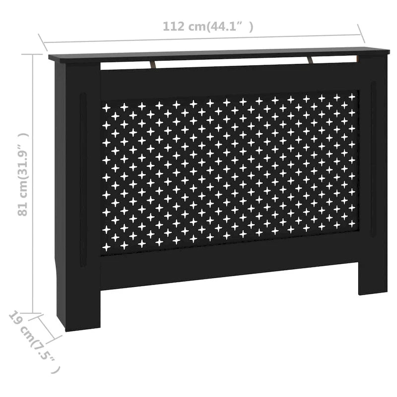 Black Slatted Radiator Cover with Shelf
