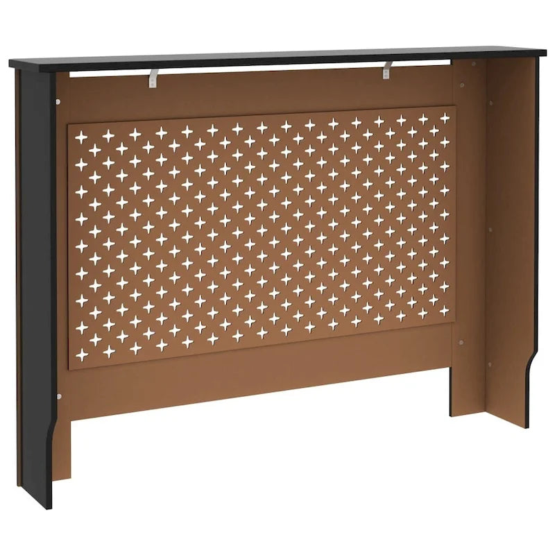 Black Slatted Radiator Cover with Shelf