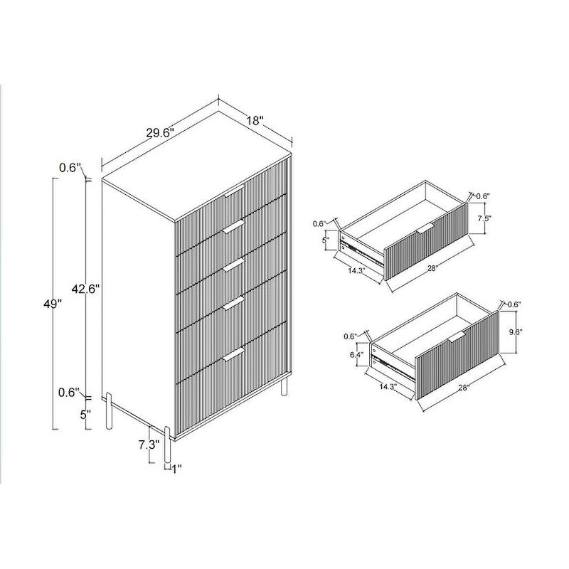 Modern Five-Drawer Dresser with Metal Handles
