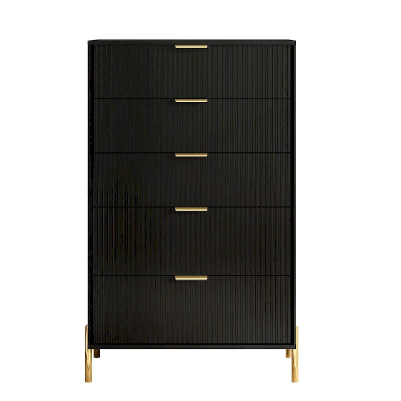 Modern Five-Drawer Dresser with Metal Handles