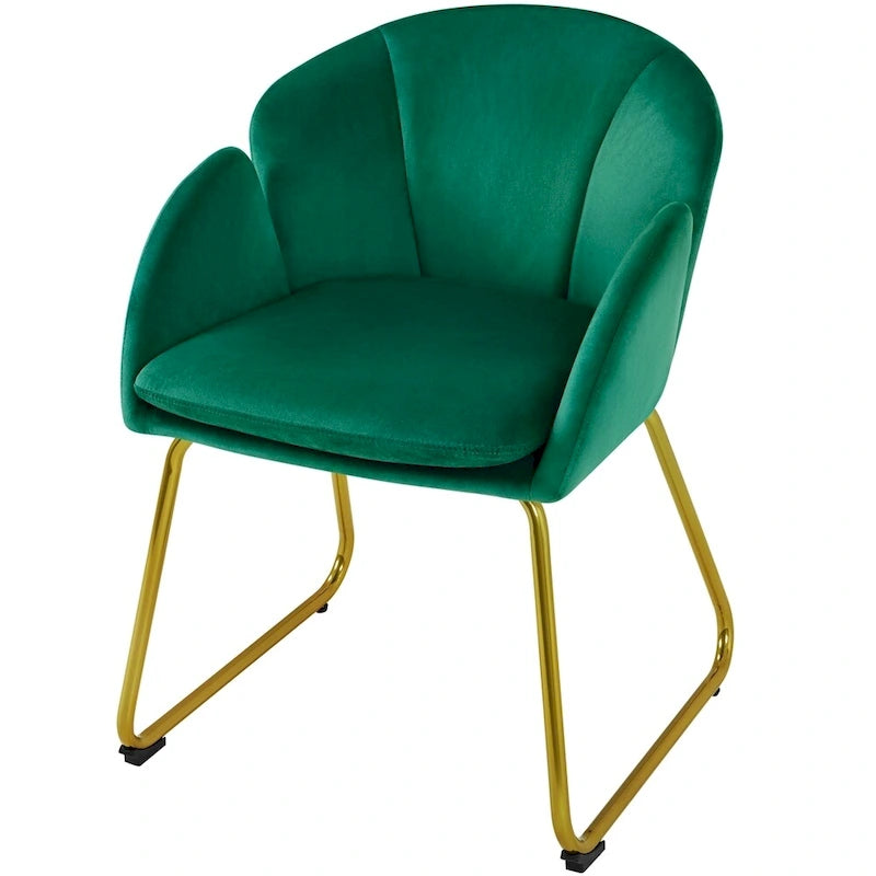Flower-Shaped Velvet Accent Chair with Gold-Tone Legs