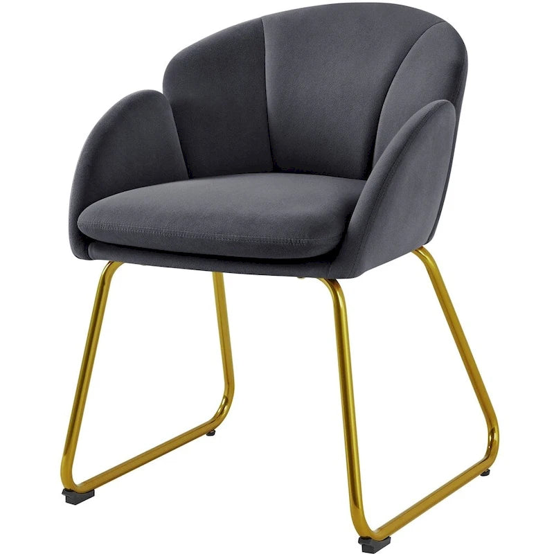 Flower-Shaped Velvet Accent Chair with Gold-Tone Legs