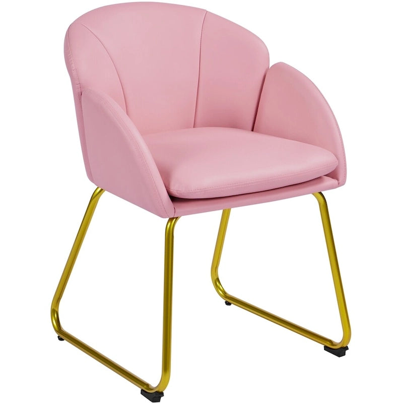 Flower-Shaped Velvet Accent Chair with Gold-Tone Legs