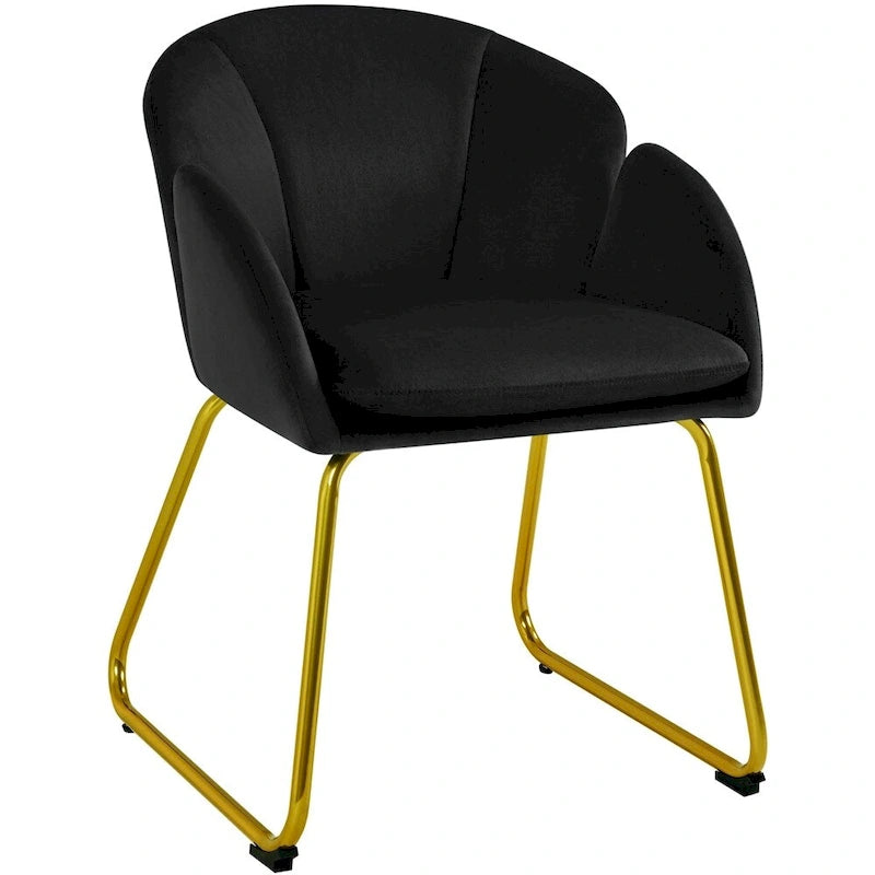 Flower-Shaped Velvet Accent Chair with Gold-Tone Legs