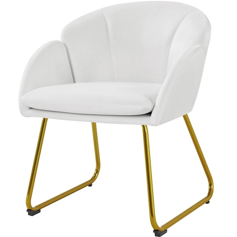 Flower-Shaped Velvet Accent Chair with Gold-Tone Legs