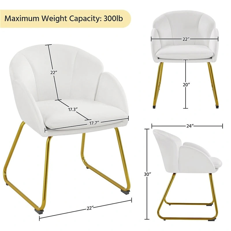 Flower-Shaped Velvet Accent Chair with Gold-Tone Legs