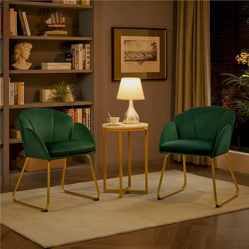 Flower-Shaped Velvet Accent Chair with Gold-Tone Legs