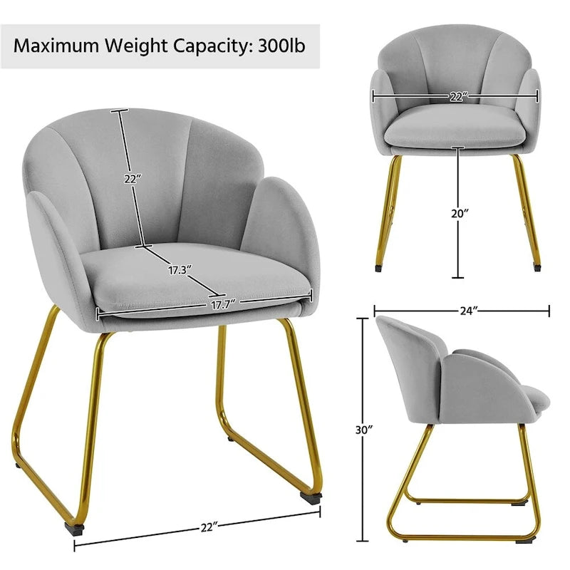 Flower-Shaped Velvet Accent Chair with Gold-Tone Legs