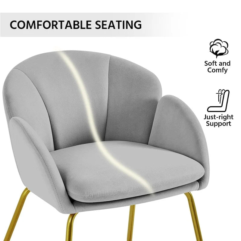 Flower-Shaped Velvet Accent Chair with Gold-Tone Legs