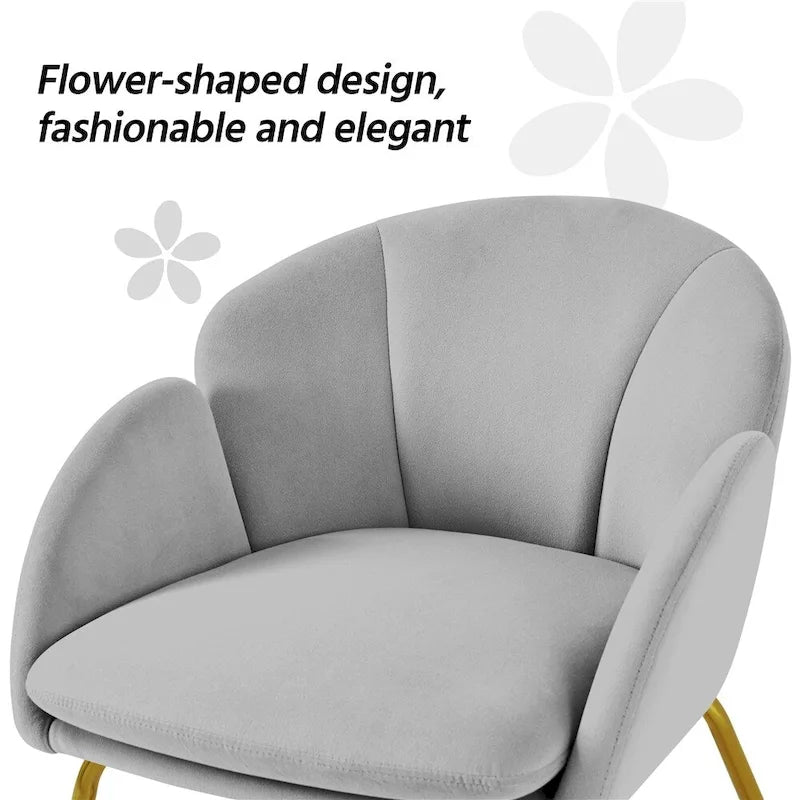 Flower-Shaped Velvet Accent Chair with Gold-Tone Legs
