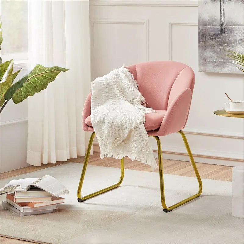 Flower-Shaped Velvet Accent Chair with Gold-Tone Legs