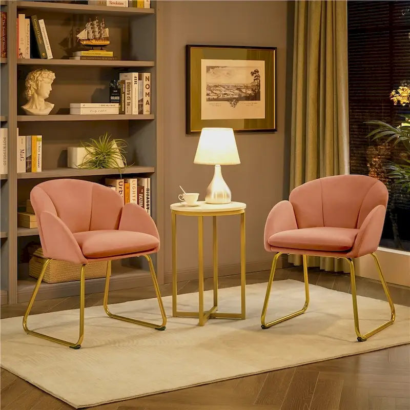 Flower-Shaped Velvet Accent Chair with Gold-Tone Legs
