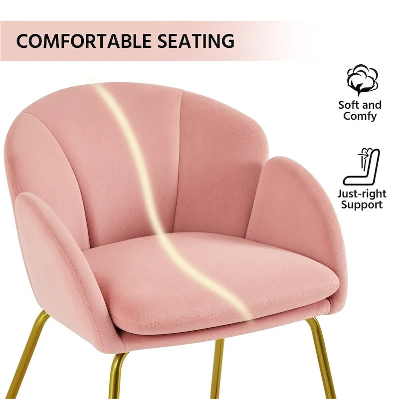 Flower-Shaped Velvet Accent Chair with Gold-Tone Legs