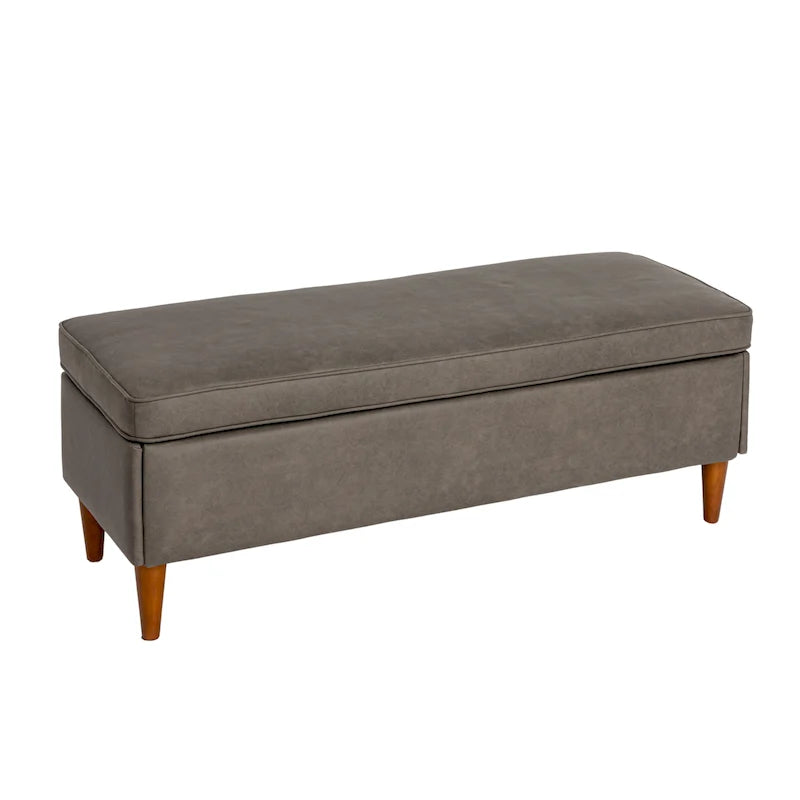 Modern Upholstered Storage Bench with Wood Legs