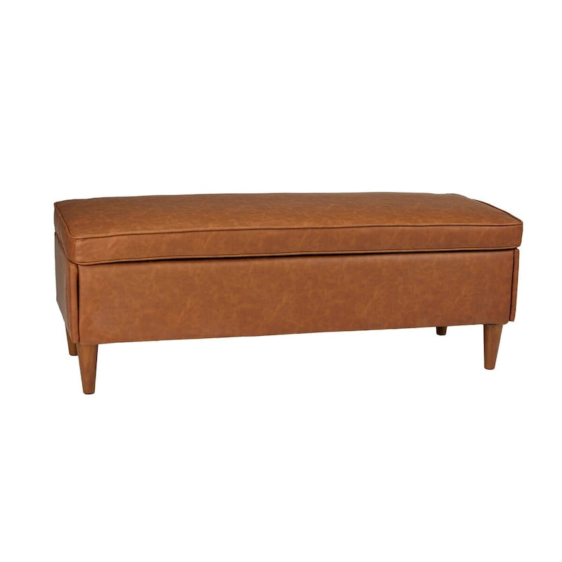 Modern Upholstered Storage Bench with Wood Legs