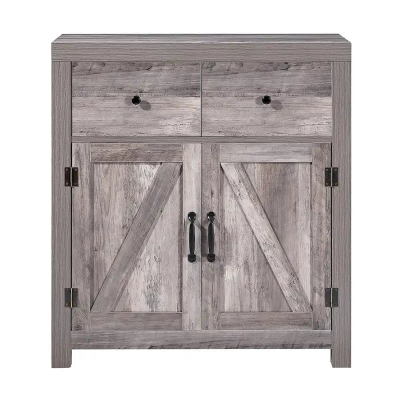 Farmhouse 2-Drawer 2-Door Storage Accent Cabinet