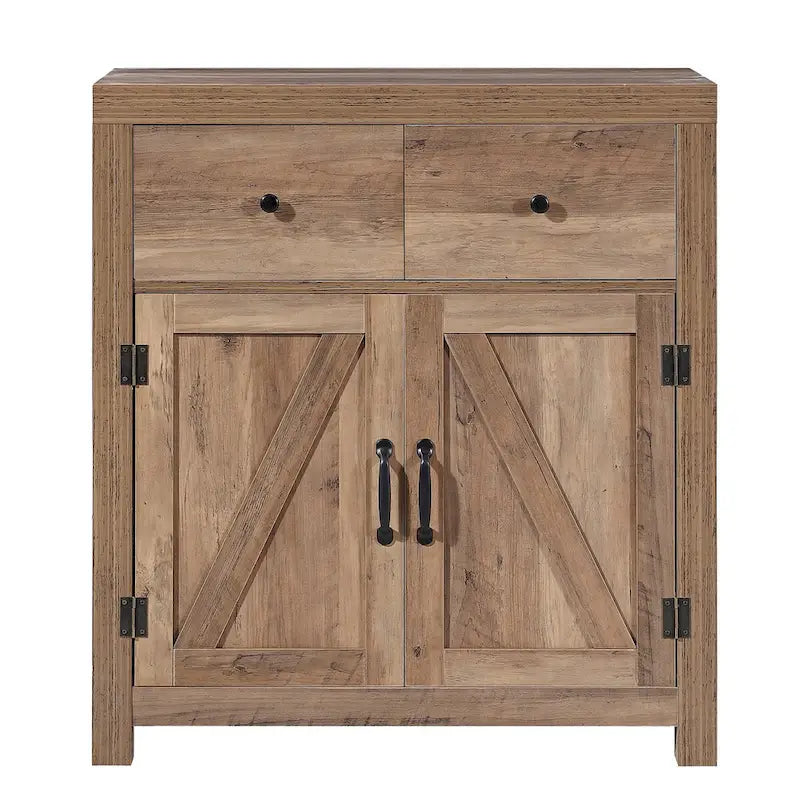 Farmhouse 2-Drawer 2-Door Storage Accent Cabinet